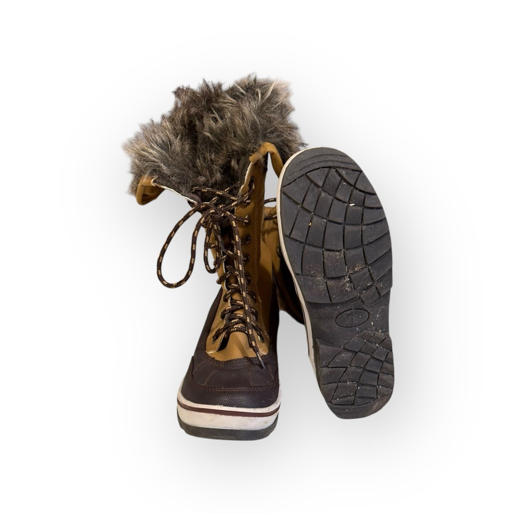 Rue21 Women’s Tan Brown Faux Fur Lace-Up Winter Snow Boots Size 6/7 W22750-01​ - Picture 5 of 9